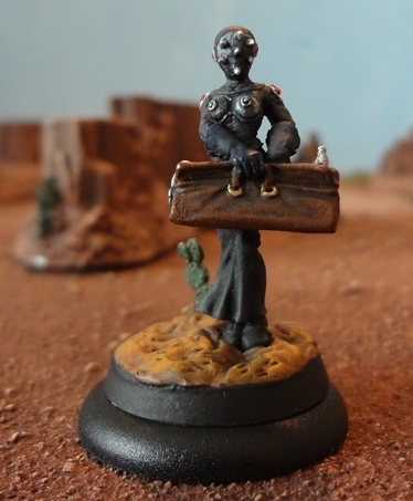 Dark Age Games Field Medic on a 25mm base successfully stacked on a 30mm base.