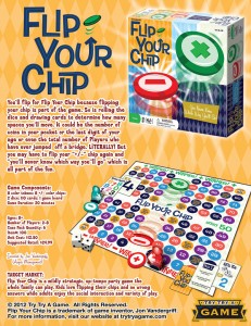 The sell sheet for Flip Your Chip the social game by Jon Vandergriff.