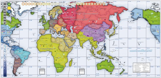 Picture of the 1940 Moral Conflict board game map showing the globe.
