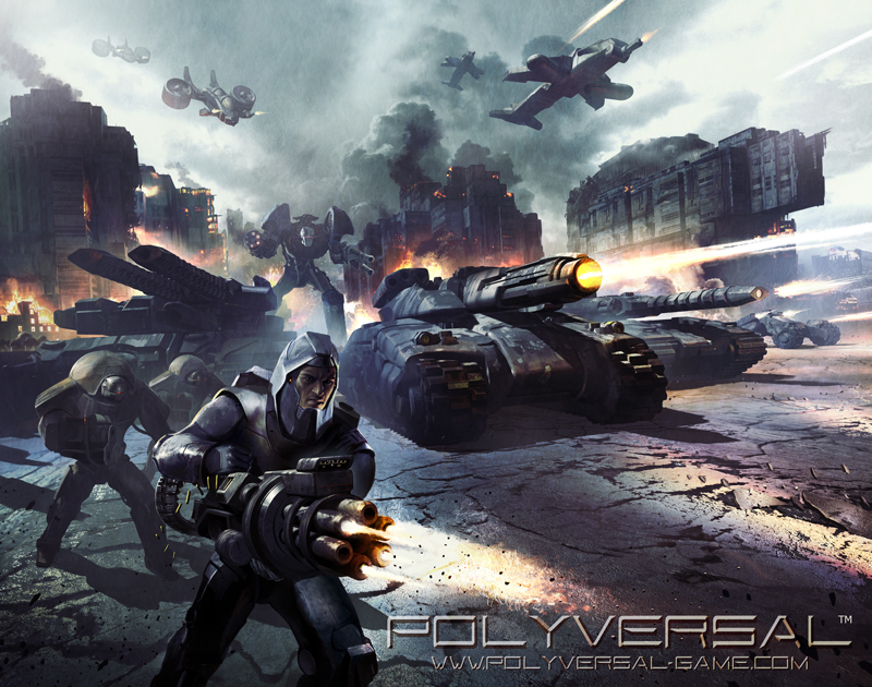 Polyversal 6mm Sci-Fi game cover art with tanks and mechs.