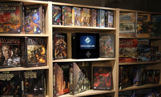 FF Media Center surrounded by Fantasy Flight Games product boxes