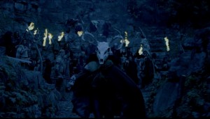 Horned Skull Murtagh Leads the Wild Hunt with Savage Kelts Behind Him