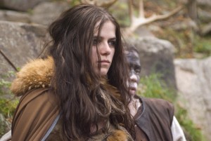 Actress Tiio Horn in furs as Princess Evlynia 