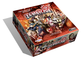 Box artwork for Zombicide featuring Survivors fending off attacking zombies