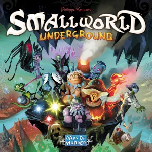 Tiny underground monsters on the cover of Small World Underground from Days of Wonder
