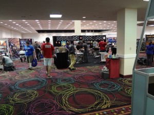 Sparse "crowd" at the 2012 GAMA Trade Show Exhibitor's Hall with maybe 12 people milling around