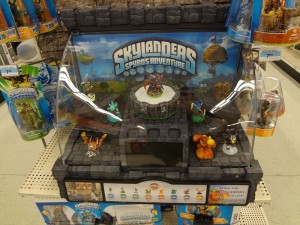 Clear plastic dome of a Skylanders demo unit in a Kmart