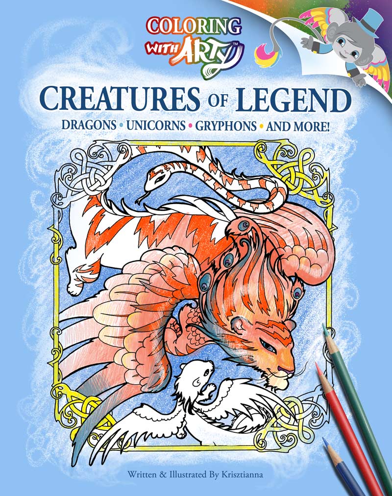 Monster coloring book cover featuring kawaii cute creatures for kids to draw featuring the cat-headed bird itsumade