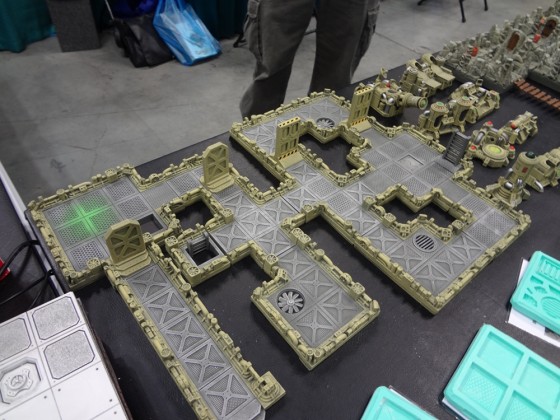 Science fiction corridor set for 25-28mm miniatures at the Hirst Arts booth at Gen Con