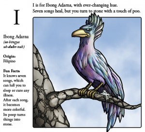 Phillipines Ibong Adarna mythical bird illustration from Monster Alphabet