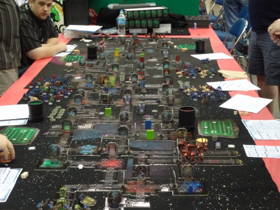 Gamers enjoy the Space Hulk board game from Games Workshop at Gen Con 2012