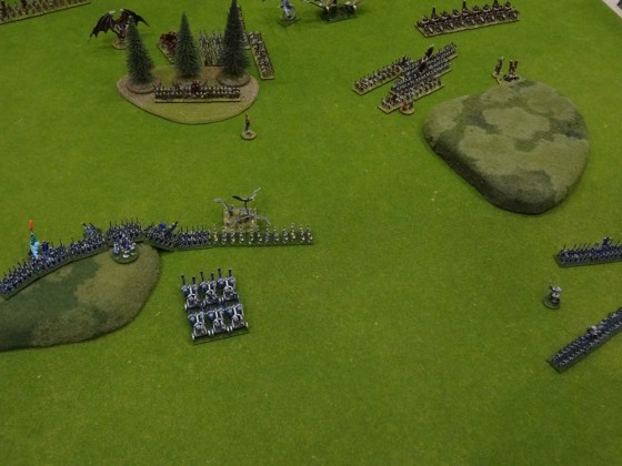 High Elves versus Undead in Warmaster Game at Gen Con in tiny scale