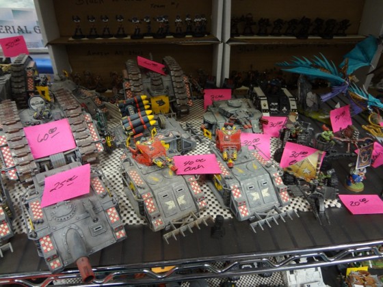 Painted rack of Space Marine tanks on sale at Gen Con for around $30