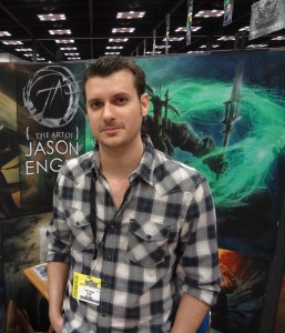 Fantasy Artist Jason Engle at his table at Gen Con