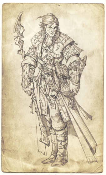 Pencil sketch by Jason Engle of a sorcerer from an RPG game session