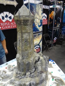 3D Miniature Terrain Piece of Giant Tower on Rock Outcropping Called Iceblade Keep for Hellfrost at Gen Con