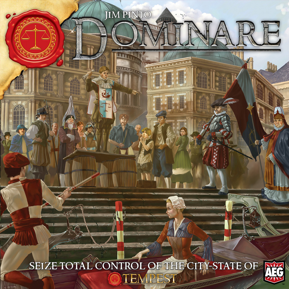 European city state on cover of AEG board game Dominare