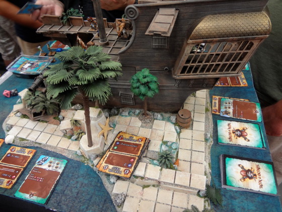 Gorgeous miniature 28mm pirate ship for Rum and Bones at Gen Con 2012 in the Cool Mini or Not Booth