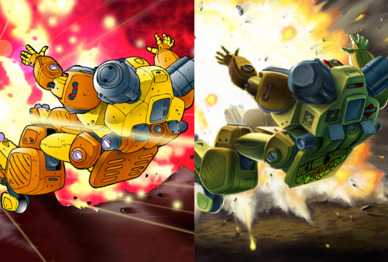 Old-Style Heavy Gear Artwork with Cartoony Design Versus New Style