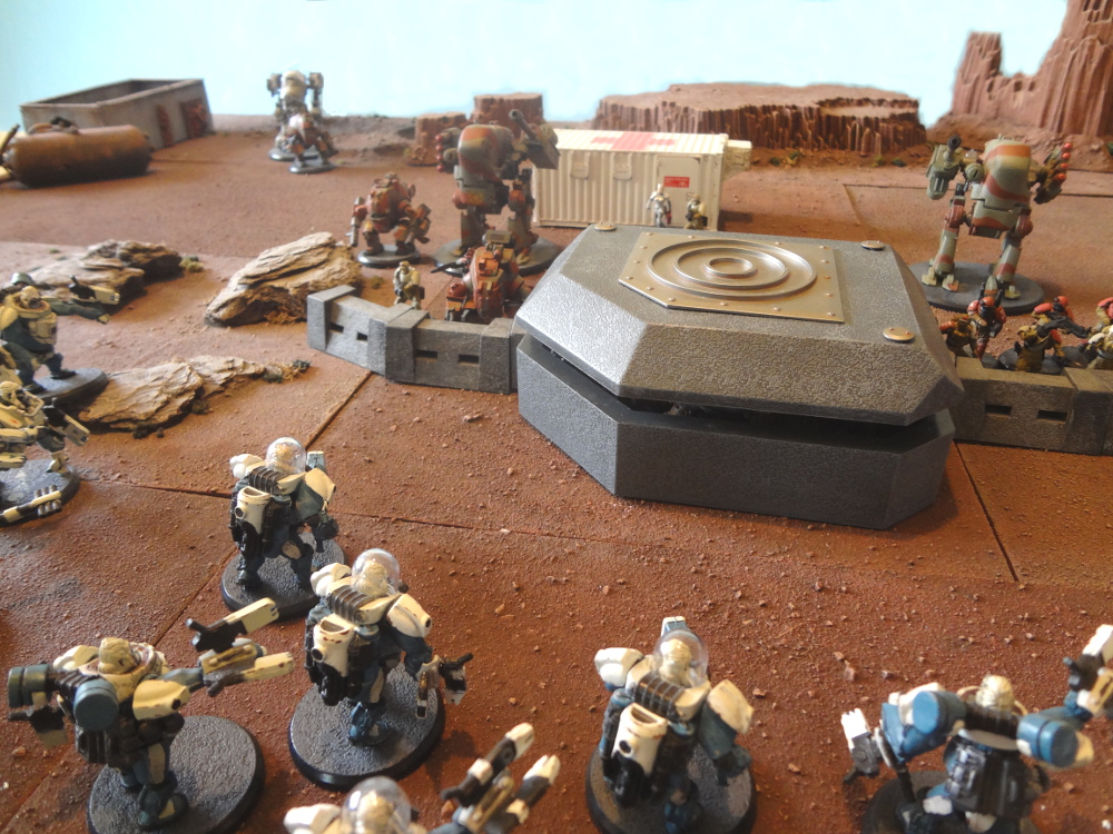 Prepainted AT-43 Bunker with Karman Apes Attacking and Red Blok Defenders