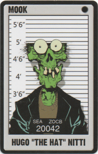 Zombie Mobster Hugo The Hat Nitti playing card missing brain